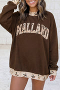 Mallard Letter Print Mock Neck Sweatshirt S-4X: Coffee / M